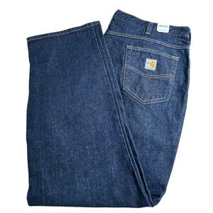 Carhartt Mens 42X32 Flame Resistant Straight Leg Dark Wash Jeans CAT 2 Workwear